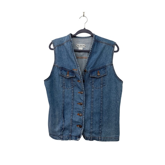 Vintage Denim Jean Vest Women size Large - Picture 5 of 5